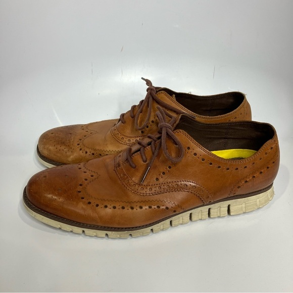Cole Haan zero grand cognac leather wingtip shoes size 12 - Picture 3 of 7